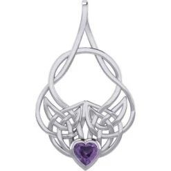 Silver Celtic Knotwork With Heart Gemstone Pendant -Chic Jewelry Store PS TPD5292 3
