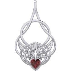 Silver Celtic Knotwork With Heart Gemstone Pendant -Chic Jewelry Store PS TPD5292 4