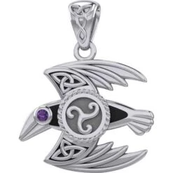 Silver Mythical Raven With Gemstone Pendant -Chic Jewelry Store PS TPD5381 3