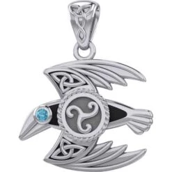 Silver Mythical Raven With Gemstone Pendant -Chic Jewelry Store PS TPD5381 4