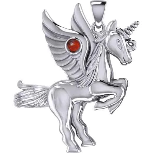 Silver Winged Unicorn With Gemstone Pendant 3 Silver Winged Unicorn With Gemstone Pendant