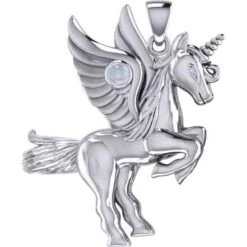 Silver Winged Unicorn With Gemstone Pendant 8 Silver Winged Unicorn With Gemstone Pendant -Chic Jewelry Store PS TPD5401 3
