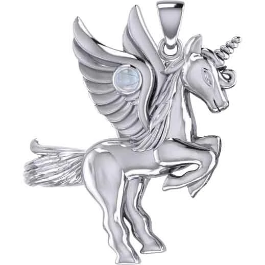 Silver Winged Unicorn With Gemstone Pendant 5 Silver Winged Unicorn With Gemstone Pendant - Image 3