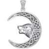 Silver Celtic Moon And Wolf Head Pendant -Chic Jewelry Store PS TPD5552