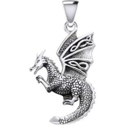 Silver Flying Dragon With Celtic Wing Pendant