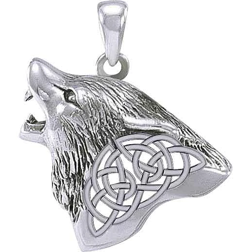 Silver Celtic Wolf Head Pendant 3 Silver Celtic Wolf Head Pendant