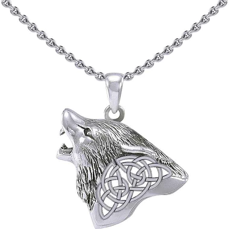 Silver Celtic Wolf Head Pendant 4 Silver Celtic Wolf Head Pendant - Image 2