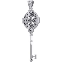 Silver Celtic Cross Key Pendant