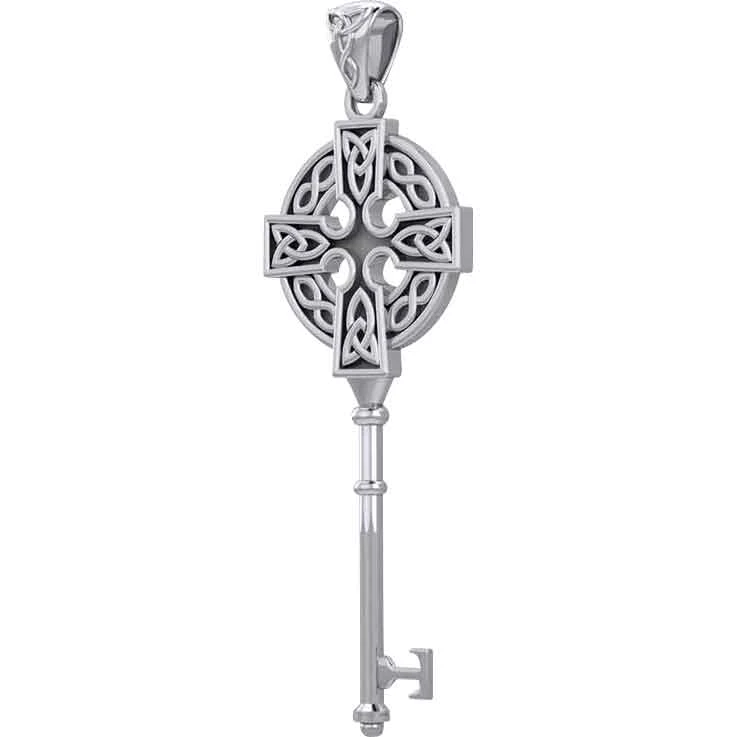 Silver Celtic Cross Key Pendant 3 Silver Celtic Cross Key Pendant