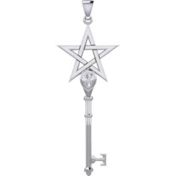 Silver Pentagram With Gem Key Pendant -Chic Jewelry Store PS TPD5713 10