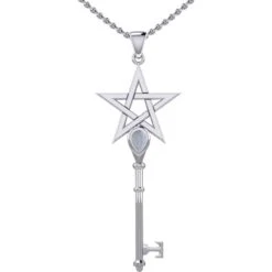 Silver Pentagram With Gem Key Pendant -Chic Jewelry Store PS TPD5713 2