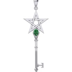 Silver Pentagram With Gem Key Pendant -Chic Jewelry Store PS TPD5713 7