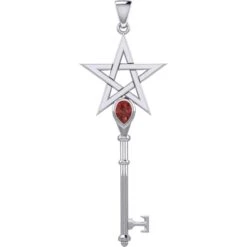 Silver Pentagram With Gem Key Pendant -Chic Jewelry Store PS TPD5713 8