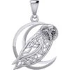 Silver Celtic Owl On Moon Pendant -Chic Jewelry Store PS TPD5714