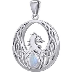 Silver Celtic Phoenix With Gemstone Pendant