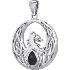 Silver Celtic Phoenix With Gemstone Pendant -Chic Jewelry Store PS TPD5719 5
