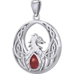 Silver Celtic Phoenix With Gemstone Pendant -Chic Jewelry Store PS TPD5719 6