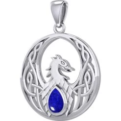 Silver Celtic Phoenix With Gemstone Pendant -Chic Jewelry Store PS TPD5719 7