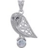 Silver Celtic Owl With Gemstone Pendant -Chic Jewelry Store PS TPD5720