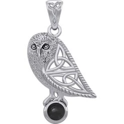 Silver Celtic Owl With Gemstone Pendant -Chic Jewelry Store PS TPD5720 5