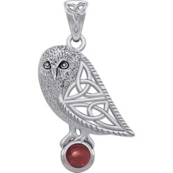 Silver Celtic Owl With Gemstone Pendant -Chic Jewelry Store PS TPD5720 6