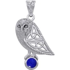 Silver Celtic Owl With Gemstone Pendant -Chic Jewelry Store PS TPD5720 7