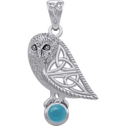 Silver Celtic Owl With Gemstone Pendant -Chic Jewelry Store PS TPD5720 8
