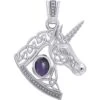 Silver Celtic Unicorn With Gemstone Pendant -Chic Jewelry Store PS TPD5732