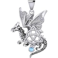 Silver Dragon With Triquetra Pendant -Chic Jewelry Store PS TPD5821 3