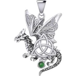 Silver Dragon With Triquetra Pendant -Chic Jewelry Store PS TPD5821 4