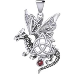 Silver Dragon With Triquetra Pendant -Chic Jewelry Store PS TPD5821 5