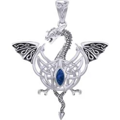 Silver Flying Dragon With Celtic Knot Pendant -Chic Jewelry Store PS TPD5823 5