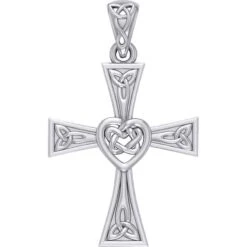 Celtic Cross And Heart Silver Pendant 9 Celtic Cross And Heart Silver Pendant -Chic Jewelry Store PS TPD5973 4
