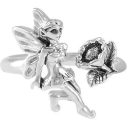 Silver Fairy And Flower Ring