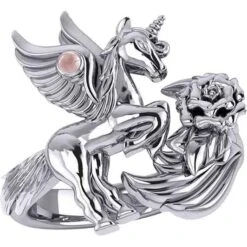 Sterling Silver Unicorn With Gemstone Ring -Chic Jewelry Store PS TRI1829 3