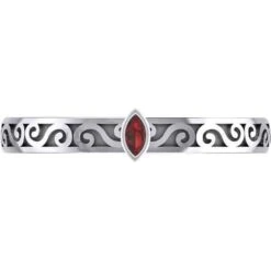 Silver Scrollwork With Marquise Gemstone Ring