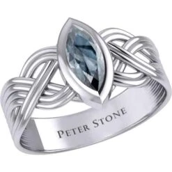 Silver Woven Knotwork Marquise Gemstone Ring 10 Silver Woven Knotwork Marquise Gemstone Ring -Chic Jewelry Store PS TRI1925 3