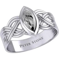 Silver Woven Knotwork Marquise Gemstone Ring 11 Silver Woven Knotwork Marquise Gemstone Ring -Chic Jewelry Store PS TRI1925 4