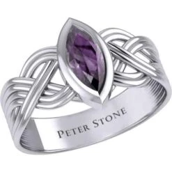 Silver Woven Knotwork Marquise Gemstone Ring 12 Silver Woven Knotwork Marquise Gemstone Ring -Chic Jewelry Store PS TRI1925 5