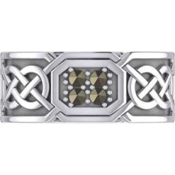 Four Gemstones Silver Knotwork Ring