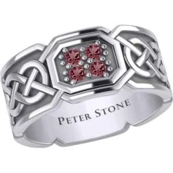 Four Gemstones Silver Knotwork Ring 12 Four Gemstones Silver Knotwork Ring -Chic Jewelry Store PS TRI1947 4