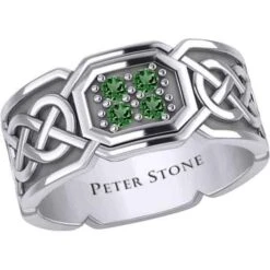 Four Gemstones Silver Knotwork Ring 13 Four Gemstones Silver Knotwork Ring -Chic Jewelry Store PS TRI1947 5