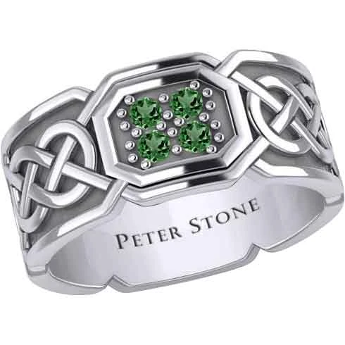 Four Gemstones Silver Knotwork Ring 7 Four Gemstones Silver Knotwork Ring - Image 5