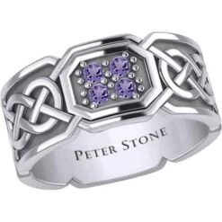 Four Gemstones Silver Knotwork Ring 15 Four Gemstones Silver Knotwork Ring -Chic Jewelry Store PS TRI1947 7