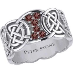 Six Gemstones Silver Knotwork Ring -Chic Jewelry Store PS TRI1949 4