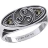 Silver Celtic Triskele With Gemstones Ring