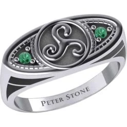 Silver Celtic Triskele With Gemstones Ring -Chic Jewelry Store PS TRI1957 5