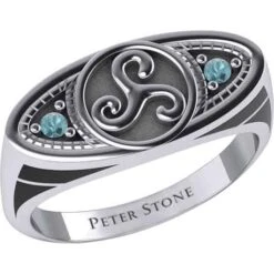 Silver Celtic Triskele With Gemstones Ring -Chic Jewelry Store PS TRI1957 6