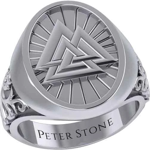 Silver Viking Valknut Signet Ring 4 Silver Viking Valknut Signet Ring - Image 2