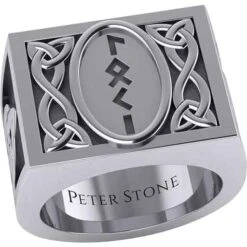 Silver Loki Runic Signet Ring